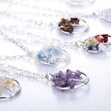 Natural Stone Stainless Steel Pendant Necklace Y1065