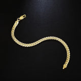 18K 8" Sideways Chain Bracelet 5MM - 925 Silver Jewelry