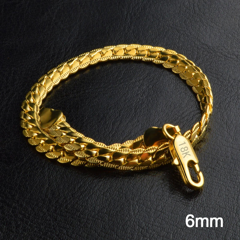 8 Inch 18k Sideways Chain Bracelet for Wedding Jewelry