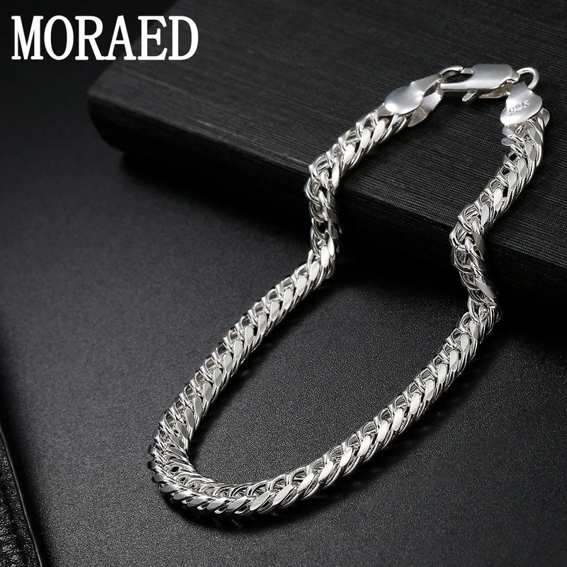 925 Silver 8 Inch 6MM Necklace Chain Men Women Jewelry