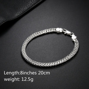 925 Silver 8 Inch 6MM Necklace Chain Men Women Jewelry
