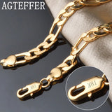 925 Sterling Silver 8MM Gold/Silver Full Side Chain Bracelet Wedding Jewelry