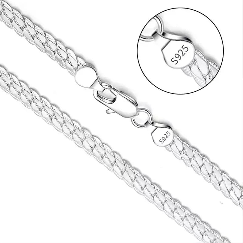 8" 925 Sterling Silver Bracelet 5MM Side Chain For Wedding Jewelry