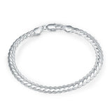 925 Sterling Silver Bracelet 5mm Flat Sideways Chain 18k Bracelet