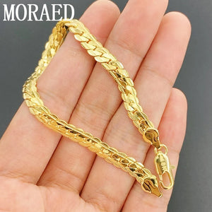 925 Sterling Silver Bracelet 5mm Flat Sideways Chain 18k Bracelet