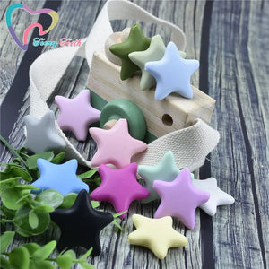 8 PCS 35MM Silicone Star Baby Teething Necklace Accessories BPA Food Pendant
