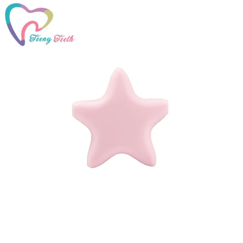 8 PCS 35MM Silicone Star Baby Teething Necklace Accessories BPA Food Pendant
