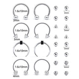 8 PCS Nose Rings & 16 PCS Septum Rings Stainless Steel Jewelry 14G