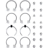 8 PCS Nose Rings & 16 PCS Septum Rings Stainless Steel Jewelry 14G