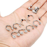 8 PCS Nose Rings & 16 PCS Septum Rings Stainless Steel Jewelry 14G