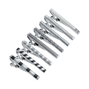8 PCS Tie Clip Set With Gift Box Wedding Guest Metal Cufflinks