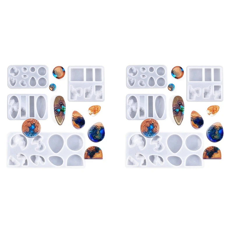 8 Pack DIY Island Necklace Gem Pendant Epoxy Mould Keychain Resin Silicone