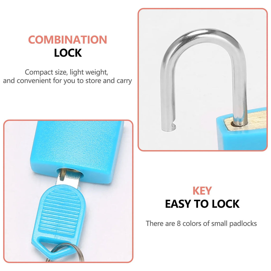 8 Pack Mini Colorful Padlock with Key for Luggage Gym Locker School Home A