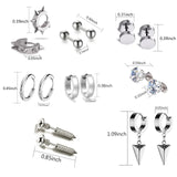 Stainless Steel CZ Cross Dangle Hoop Earrings Set