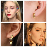 Stainless Steel CZ Cross Dangle Hoop Earrings Set