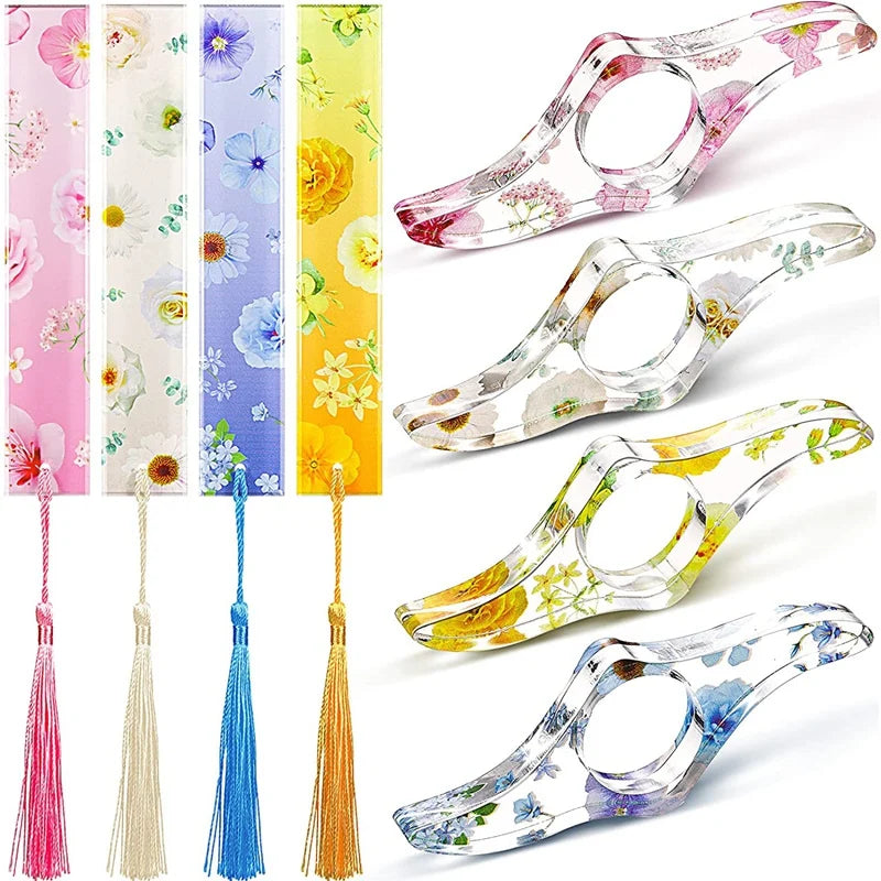8 Pcs Acrylic Dried Flower Resin Thumb Book Holder