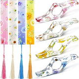 8 Pcs Acrylic Dried Flower Resin Thumb Book Holder