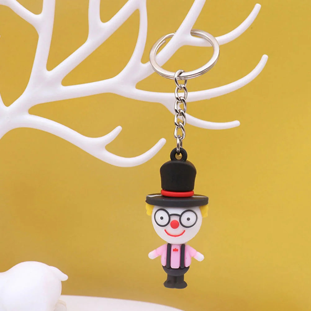 8 Pcs Clown Keychain Colorful Decorative Chains Creative Rings Keychains