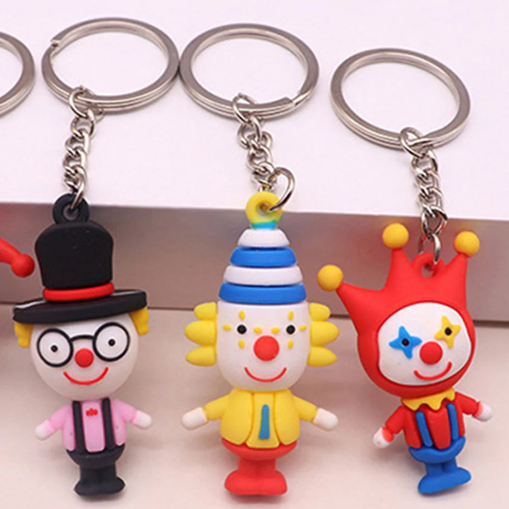 8 Pcs Clown Keychain Colorful Decorative Chains Creative Rings Keychains