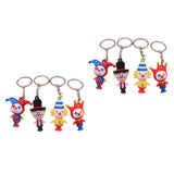 8 Pcs Clown Keychain Rings Colorful PVC Decors