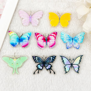 8 Pcs Gradient Colorful Moth Acrylic Charms for DIY Jewelry