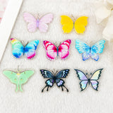 8 Pcs Gradient Colorful Moth Acrylic Charms for DIY Jewelry