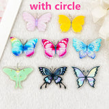 8 Pcs Gradient Colorful Moth Acrylic Charms for DIY Jewelry