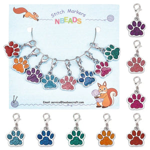 8 Pcs Dog Paw Stitch Markers Enamel Alloy Crochet Stitch Marker Charms