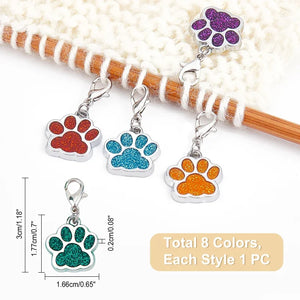 8 Pcs Dog Paw Stitch Markers Enamel Alloy Crochet Stitch Marker Charms