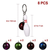 8 Pcs Bowling Keychain Men's Accessories Key Rings Pendant Keyr