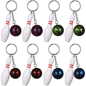 8 Pcs Bowling Keychain Men's Accessories Key Rings Pendant Keyr