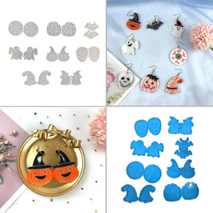8 Pcs Halloween Earrings Resin Mold Ear Drop Dangle Silicone Mould DIY Jewelry