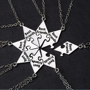 8 Piece Set Sisters Friendship Letter BFF Pendant Necklace Gift