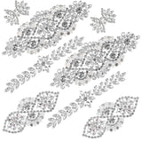 8 Pcs Crystal Rhinestone Applique Wedding Iron On Silver