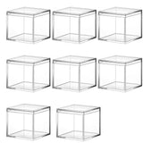 8 Transparent Acrylic Plastic Square Jewelry Boxes with Lids 120Ml