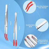8-Piece Plastic Tweezers with Rubber Coating for Jewelry Craft