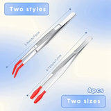 Plastic Tweezers w/ Rubber Coating for Jewelry Craft