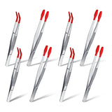 8-Piece Plastic Tweezers with Rubber Coating for Jewelry Craft