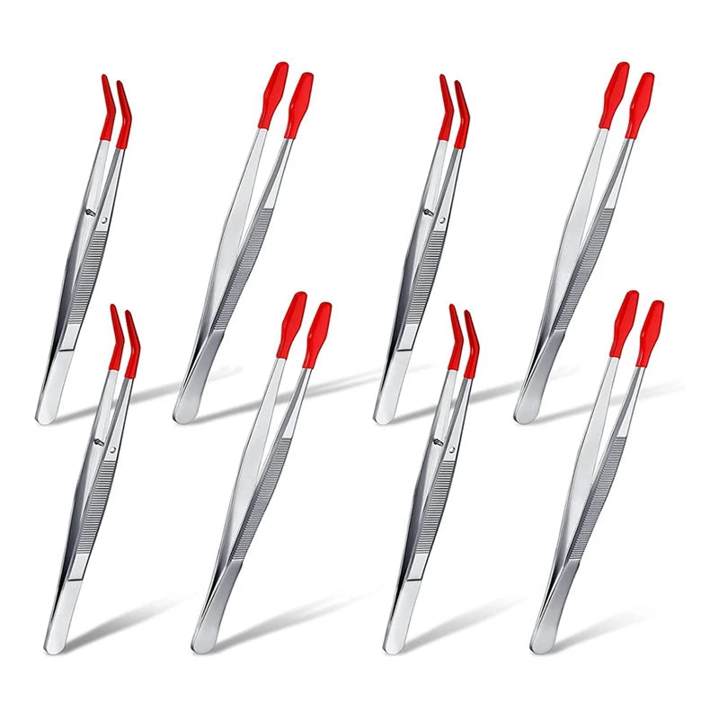 Plastic Tweezers w/ Rubber Coating for Jewelry Craft