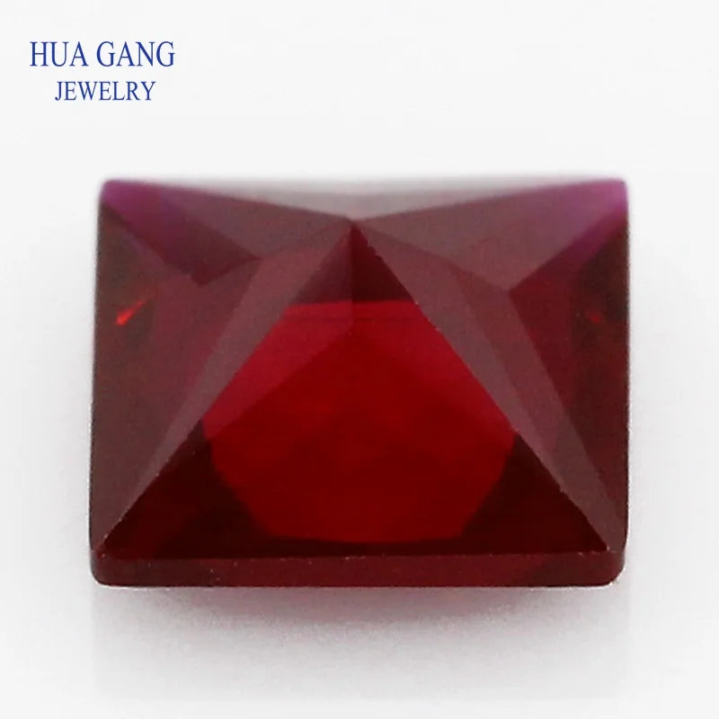 Synthetic Red Corundum Square Princess Cut Gems 1.5~10mm