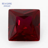 Synthetic Red Corundum Square Princess Cut Gems 1.5~10mm