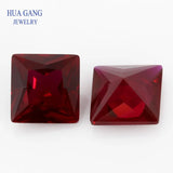 Synthetic Red Corundum Square Princess Cut Gems 1.5~10mm