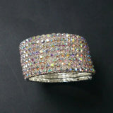 Bridal Wedding Bangle Bracelet Silver Plated Crystal Rhinestone Spiral