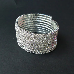 Bridal Wedding Bangle Bracelet Silver Plated Crystal Rhinestone Spiral