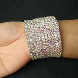 Bridal Wedding Bangle Bracelet Silver Plated Crystal Rhinestone Spiral