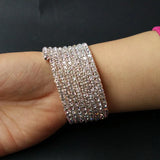 Bridal Wedding Bangle Bracelet Silver Plated Crystal Rhinestone Spiral