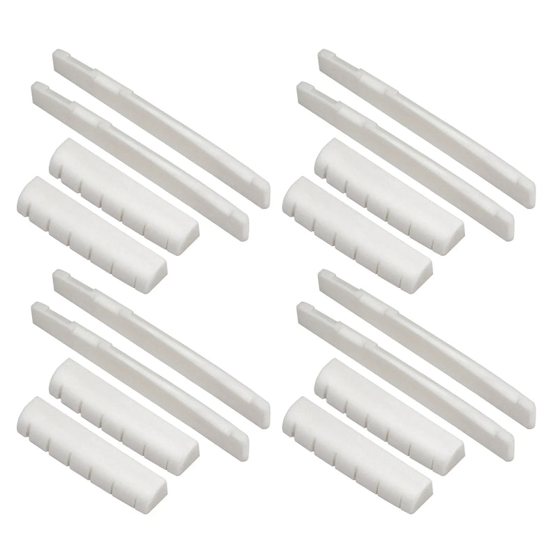 8 Sets 6 String Acoustic Guitar Bone Bridge Saddle & Nut Real Bone