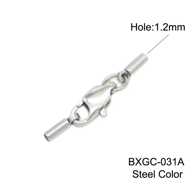 8 Sizes Stainless Steel Lobster Clasps Rope End Caps Jewelry Findings