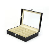 8 Slots PU Leather Eyewear Display Box Watch Organizer