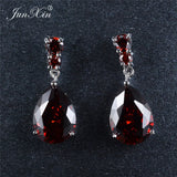 Vintage Red Water Drop Earrings Zircon Stone Long Dangle Earrings